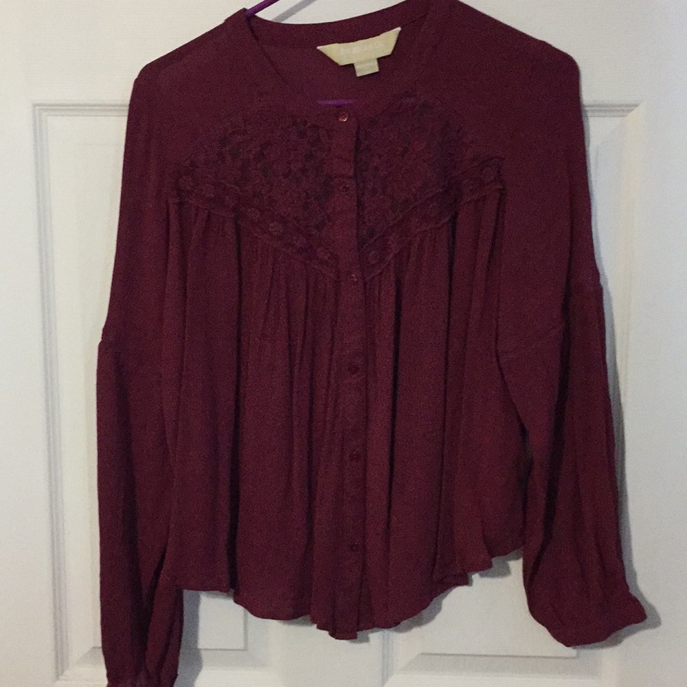 Burgundy button shirt